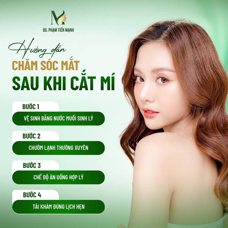 Hướng dẫn chăm sóc mắt sau cắt mí mở góc mắt (Nguồn: Internet)