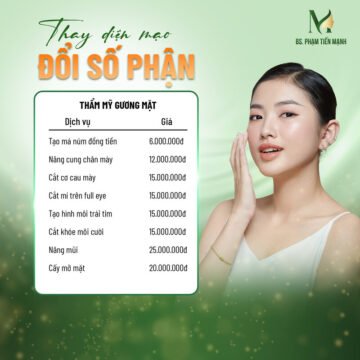 Bảng giá thẩm mỹ gương mặt